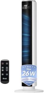 Levoit 20dB Silent Tower Fan, 5.5W-26W Energy Saving Fan for Bedroom & Home, Powerful Cooling with DC Motor, 4 Modes 12 Speeds, Advanced Sleep Mode, 90° Oscillation, Remote Control, White&Black