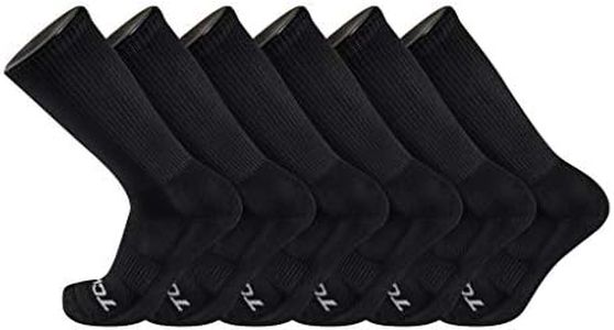 TCK 6 Pair Work & Athletic Crew Socks (Black, Medium)