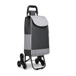 Kono Folding Shopping Trolley Lightweight and Waterproof 2 in 1 Shopping Cart with Insulated Cooling Bag Detachable Stair Climbing Cart for Groceries (Grey-Upgrade)