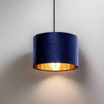 CGC Lighting Modern Velvet 30cm Drum Ceiling Lamp Shade Pendant Table Lamp Bedroom Dining Room Lounge (Blue)