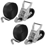 IAZZCO Heavy Duty Ratchet Straps with Hook - 6M x 40MM Tie Down Straps Ratchet Straps with Cam Buckle for Motorcycles/Car/Trailer/Household (2 PACK)