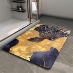 IVAZA Bathroom Mat,Door mat Door Mat, Rubber Non-Slip Quick Dry Rugs Fit Under Door Super Absorbent Thin Fashion Washable Floor Bath Mat for Bathroom, Bathtub, Shower and Sink Stone Gold