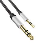 6.35mm 1/4" to 3.5mm 1/8" Male TRS Stereo Audio Cable with Alloy Housing and Nylon Braid for Smartphone, PC, Home Theater, Amplifier and Mixing Console, 6.6Ft/2M