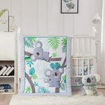 La Premura Baby Koala Nursery Crib Bedding Set, 3 Piece Standard Size Crib Set, Grey and Green, Unisex Nursey Bedding and Neutral Decor