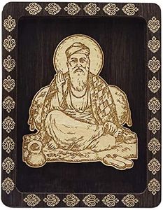 Decorative Double Sided Tape Guru Nanak Dev Wooden Frame Car Dashboard