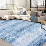 LUXLOOM Boho Washable Area Rugs 5x7 Rug for Living Room Vintage Floral Area Rug Non Slip Throw Rugs with Rubber Backing Chenille Rugs for Bedroom Stain Resistant Carpet for Dining Room 5'x7' Blue
