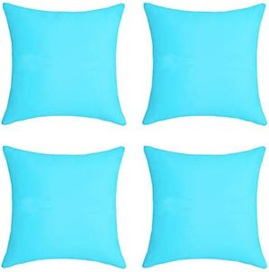 Andreannie Pack of 4 Outdoor Waterproof Decorative Throw Pillow Cover Cushion Case for Garden Tent Park Farmhouse Polyester Both Sides Blue Square 18 x 18 inches (Set of 4 E)