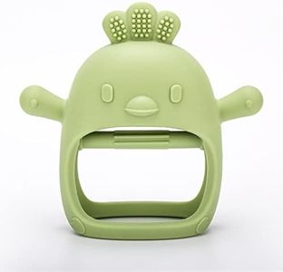 Silicone Baby Teether Toy for Infants 3+ Months, BPA Free Anti-Drop Silicone Mitten Teething Toy for Soothing Sore Gums, Baby Chew Toys for Sucking Needs, Olive Green