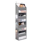 GRANNY SAYS 4-Shelf Over The Door Storage Organizer, Pack of 1 Back of Door Hanging Organizer, Hanging Nursery Organizers and Storage, Over Door Organizer for Baby Room Organizing Baby Clothes, Grey