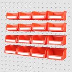 HOURSDY 16Pc Pegboard Bins Kit with Steel Hook, Pegboard Workbench Bins for Parts Storage, Tools Organize Hardware, Attachments, Accessories