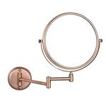 Wall Mounted Makeup Mirror with 3x Magnification, Makeup Mirror for Girls, 6 Inches, 360 Degree Swivel, Two-Sided Extendable, Bathroom and Hotel, Chrome Finish, Made of Brass (Red Bronze)