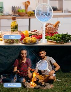 YISSVIC Electric Fly Swatter 4000V – USB Rechargeable Mosquito Zapper Racket with Stand, Indoor/Outdoor