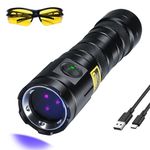 DARKBEAM UV Flashlight 365nm Black Light, 3 LEDs 20W Powerful Blacklight Flashlights - Rechargeable Mini Woods Lamps Long Life for AC Freon Leak, Resin Curing, Glue Cure, Pet Urine, Fly Tying