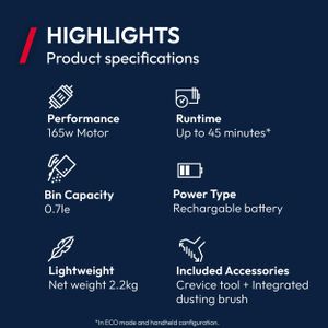Hoover HF1 Plus Cordless Vacuum Cleaner – Lightweight, Bagless