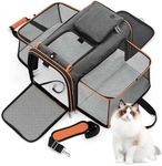 Dratal Cat Carrier, Airline Approved Pet, Portable Dog Bag, Breathable Small Travel Cage with Adjustable Shoulder Strap,(Grey - 43 * 28 * 28 CM)