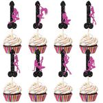 ZHUOWEISM 24 PCS Pole Dance Girl Cupcake Toppers Bachelor Party Cupcake Picks Pole Dancing Cake Decorations for Night Out Bachelorette Wedding Bridal Shower Women Birthday Hen Party Supplies Rose Red