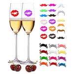 WZT 30 Pieces Silicone Drink Markers Wine Glass Markers Wine Charms Wine Glass identifier for Bar Party Family Drink Charms Multi，Dinner Parties