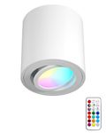 BrightArk LED Ceiling Spotlight, LED Surface Spotlight GU10 RGBW Colours Plus White Light 3W with Infrared Remote Control, Aluminium Round Dimmable RGB Ceiling Light 230V