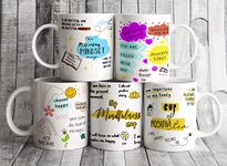 DAYS Motivational Quotes, Ceramic Coffee Mug-Best Quotes, Positive Mug, Encouragement Gift, Mental Health, Law of Attraction, Inspirational Gift Best Gift for Office Employee Set of 5 (FIVE4)