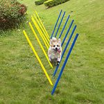 pet prime Outdoor Dog Obstacle Agility Training Exercise Equipment Kit Dog Agility Equipment Set - 12PCS Weave Pole Set