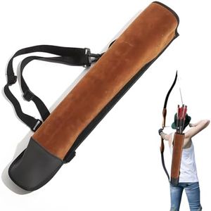 DAPace Leather Arrow Quiver for Recurve Bow/Compound Bow, 20 Inch Back Archery Quiver, Quiver Arrow Holder Holds Up to 36 Arrows, Brown