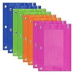 NIZEAMI 8 Pack 3-Ring Pencil Pouch, Pouch Binder, Multi-Color, Pencil Case, Clear Window, for School Supplies,