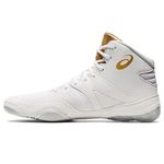 ASICS Men's Split Elite Wrestling Shoes, White/Pure Gold, 7.5