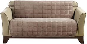 SureFit Quilted Velvet Furniture Friend Armless Loveseat Slipcover, SABLE