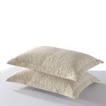 MarCielo 2-Piece Embroidered Pillow Shams, Queen Size Decorative Microfiber Pillow Shams Set, Standard Size, Light Yellow, Yellow Beige