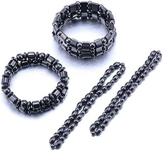 VIKI LYNN 2 Sets of Hematite Metal Megnetic Therapy Bracelets+2 Pcs of Magnetic Anklets