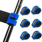 Booms Fishing RS3 Fishing Rod Wrap Pole Straps, Blue 9.6" 6pcs