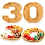 Vercraft Number Charcuterie Tray, 9 x 9 x 0.6 Inches Fillable Number Charcuterie Board for 30th 40th 50th 60th 16th Anniversary Birthday Decoration, Wooden Serving Tray for Snack Candy Cookies(30th)