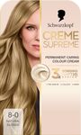 Schwarzkopf Creme Supreme 8-0 Natural Blonde, Permanent Hair Dye, Caring Hair Dye Colouration with 3-Step Bonding System Against Damage, 100% Grey Coverage