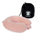 Makimoo Travel Neck Pillow, Top Memory Foam Pillow for Head Support, Ideal for Airplanes, Cars, and Home Recliners, Adjustable and Soft (Pink)