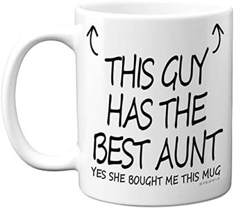 Stuff4 This Guy Has The Best Aunt Mug - Auntie Aunty Aunt Gifts, 11oz Ceramic Dishwasher Safe Coffee Mugs - Nephew Gifts for Birthday, Christmas Day Presents, Secret Santa, Premium Cup - Made in UK