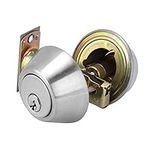 Deadbolt Lock, Ball Entry Door Knob Double Cylinder Stainless Steel Front Door Lock Security Door Bolt with Key on Both Side for Home Office Hotel Bedroom Garage(Silver)