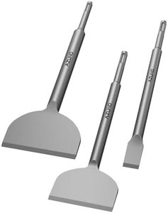 AZUNO SDS Plus Chisel Set, 3-Piece Tile Removal & Demolition Bits for Rotary Hammer Drill with 0.8" Narrow Flat, 3" 20° Bent Scaling & 4" Wide Flat Chisel, 42CrMo Steel for Thinset, Mortar, Concrete