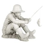 Design Toscano Gone Fishing Fisherman Boy Garden Statue, 17 Inch, Polyresin, Two Tone Stone