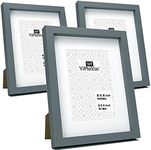 Grey 8 x 6 Inch/A5 Photo Frame Set of 3 with Mount for 4 x 6''poto, Boxed Garllery A5 Picture Frame 3 Pack, 4 x 6'' Boxed Frame With Glass Window for Tabletop or Wallmounted.