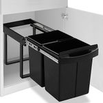 vidaXL Pull-Out Kitchen Cupboard Dustbin - Soft-Close Bin, 48L Total Capacity, Dual Bin System for Easy Recycling, Made from Durable ABS and Plastic