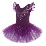 Flypigs Purple Ballet Dress Girls Leotard Dance Dress Ballet Dancewear, 8-9 Years