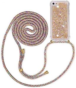 MXKOCO Funda con Cuerda para iPhone 6/6s Carcasa de movil con Cuerda para Colgar- Funda con Correa para Hombro y Cordón Colgante/Brillante Arena movediza Carcasa con Banda Cordon
