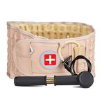 Decompression Back Belt with Inflatable Pump -Lumbar Support Belt for Lower Back Pain Relief, Air Traction Device Fits Waist Size 29-49 Inches (Beige)