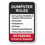 SmartSign - K-7492-EG-12x18 "Dumpster Rules" Sign | 12" x 18" 3M Engineer Grade Reflective Aluminum Black/Red on White