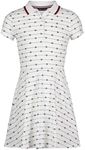 Tommy Hilfiger Girls Short Sleeve Polo Casual Dress, White Monogram Stripe, 12-14 US