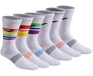 Saucony Men's Rundry Mesh Ventilating Comfort Fit Performance Crew Socks, Available in L-XL (3, 6, 12 Pairs), White Assorted (6 Pairs), Large