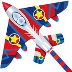 HUGE Fighter Plane Kite for Kids and Adults- 58"Wide with long tail- Easy Flyer - Kit Line and Swivel Included- Good for beach kite for children