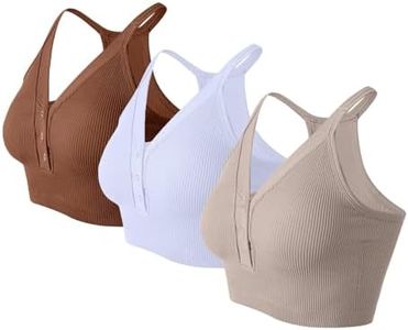 seeeoi Racerback Padded Sports Bra for Women- Seamless Comfort Push Up Front Closure Tops for Yoga Workout Athletic Fitness, Coffee-white-atmosphere Skin, Small