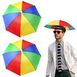 milaosk 2 Pcs Head Umbrella Hats Rainbow Umbrella Hat Portable Mini Umbrella Caps Outdoor Sun Rain Protection with Elastic Bands for Kids and Adults(Diameter:51cm)