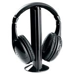 Kripyery Wireless TV Headphones with Transmitter, Wireless Headset Over Ear FM Radio PC TV Headphone with Microphone for Watching Home TV Game Computer Television Black